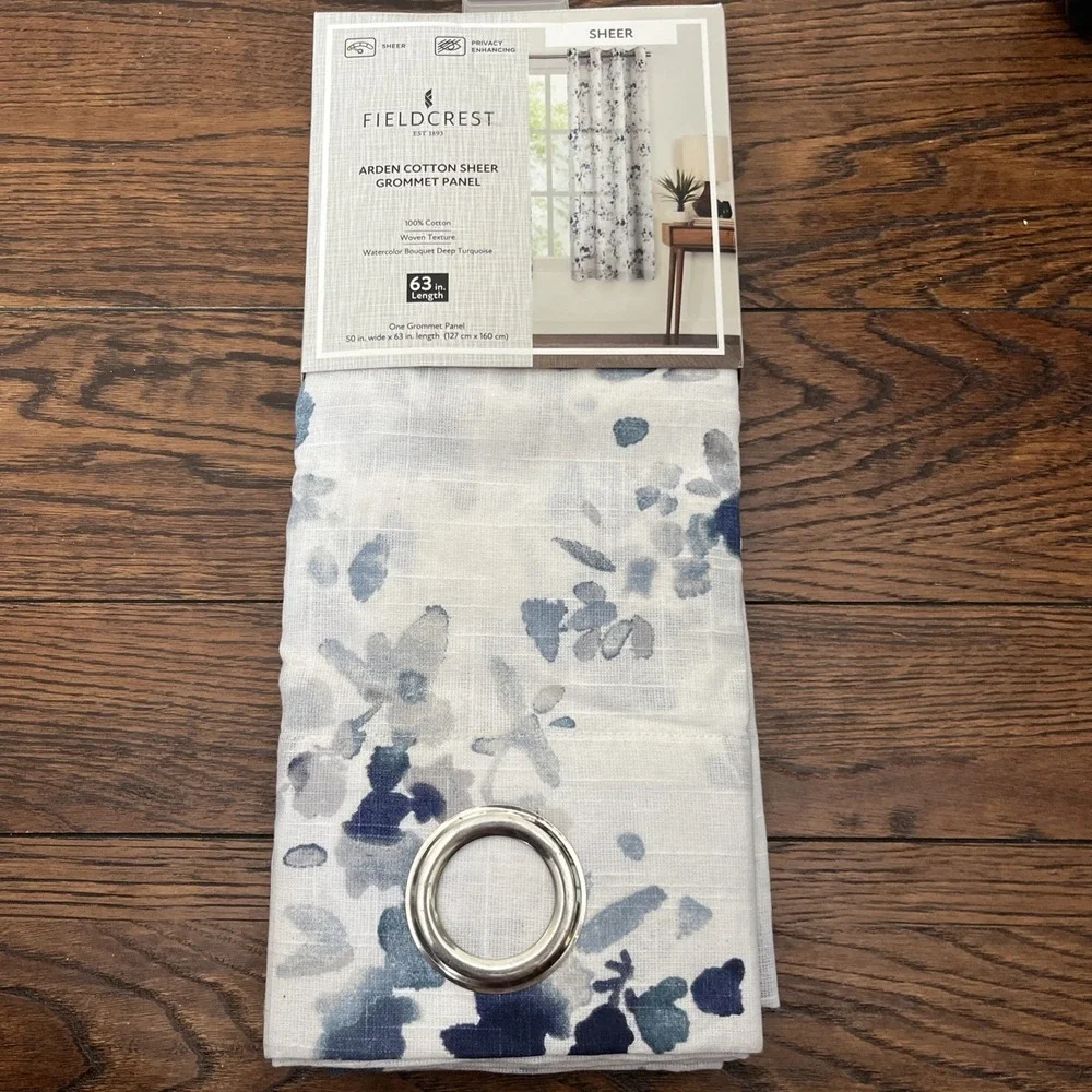 Fieldcrest Arden Cotton Sheer Grommet Panel Curtain 50in x 63in Floral